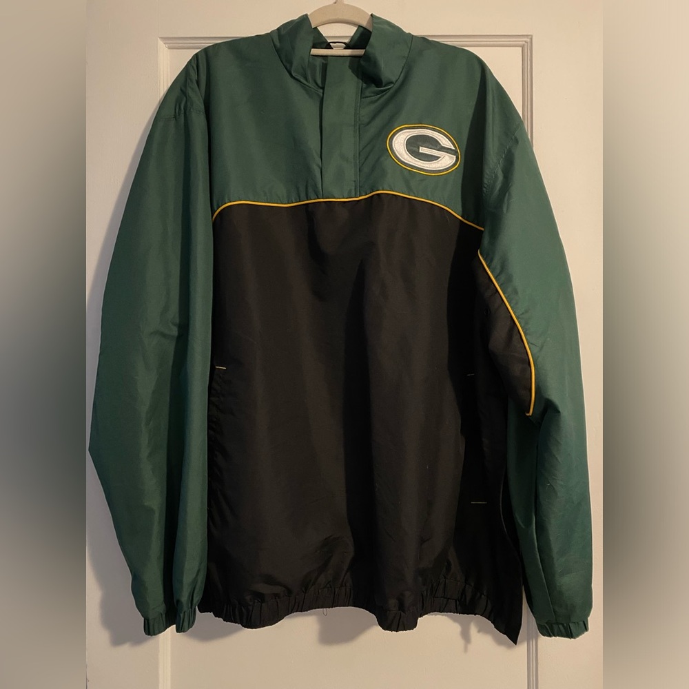 NFL Licensed Men’s Green Bay Packers Windbreaker 3/4 Zip Pullover Size XXL